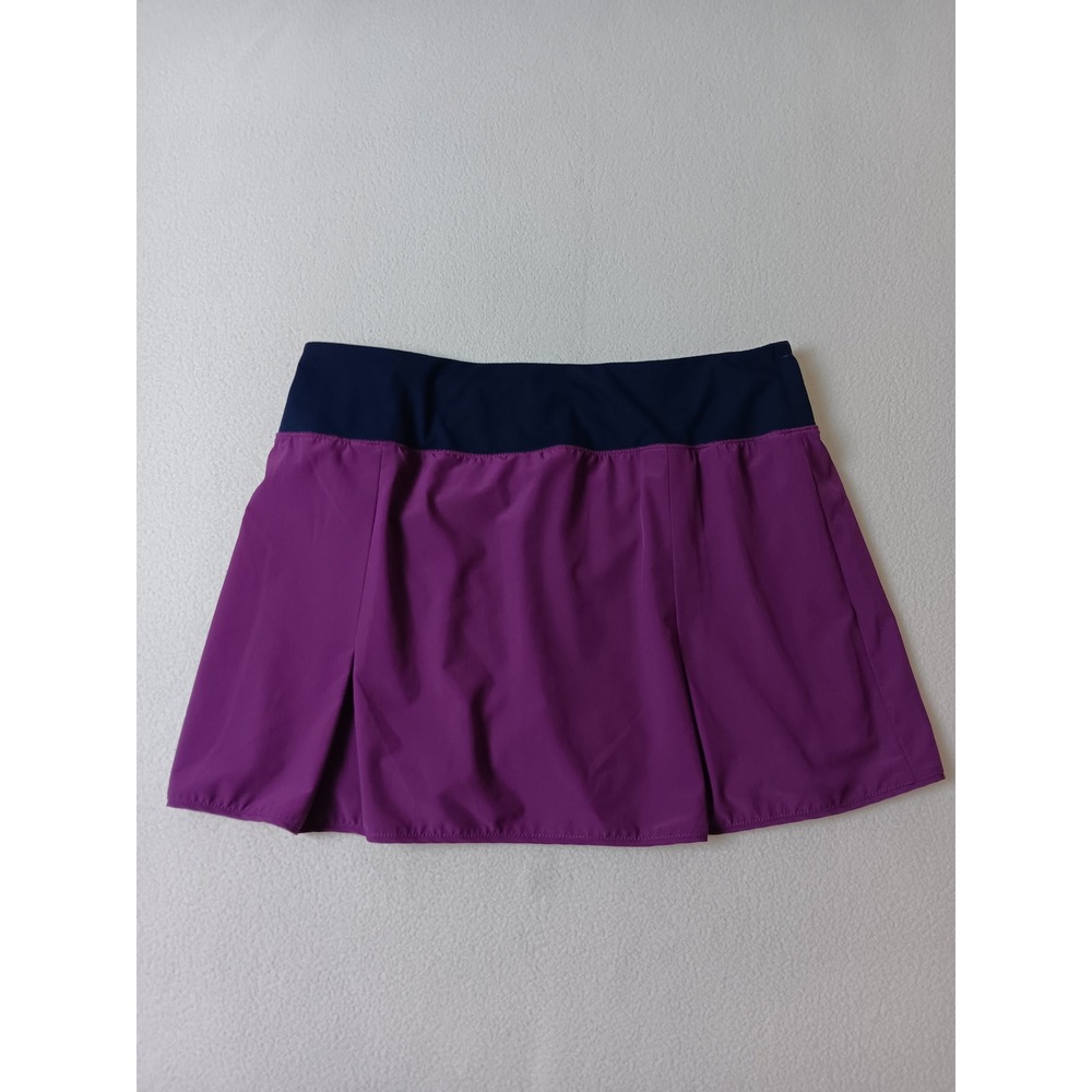 Brooks Womens Running Skort Purple Navy Blue Pleated Athletic Skirt Size Medium
